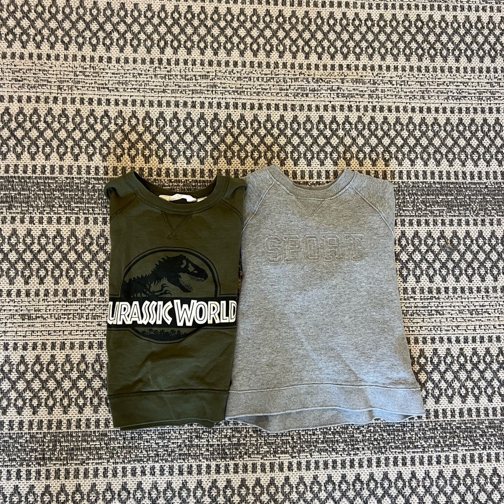 Green Sweatshirt & Gray Crewneck